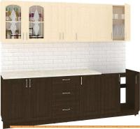 Кухня Кортекс-мебель Корнелия Ретро 2.5м (венге светлый/венге/мадрид) картинка