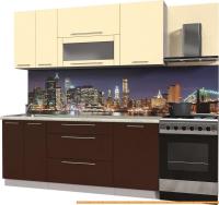 Кухня Интерлиния Мила Пластик 1.1 В (шоколад глянец/ваниль глянец/опал светлый) картинка