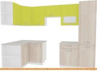 Кухня ВерсоМебель Эко-5 1.3x2.7 левая (ясень шимо светлый/зеленый лайм) картинка