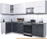 Кухня Интерлиния Мила Gloss 60-12x29 (белый/асфальт глянец) картинка