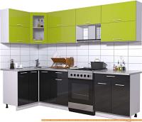 Кухня Интерлиния Мила Gloss 60-12x27 (яблоко/черный глянец) картинка