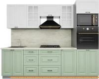 Кухня Интерлиния Мила Деко 2.6 (белый-мята-опал светлый) картинка