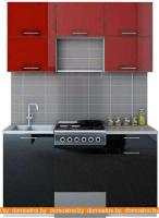 Кухня Интерлиния Мила Gloss 50-15 (бордовый/черный) картинка