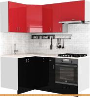 Кухня S-Company Клео глосc 1.2x1.8 левая (черный глянец/красный глянец) картинка