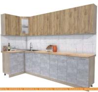 Кухня Интерлиния Мила 12x30 (дуб золотой-бетон-дуб бунратти) картинка