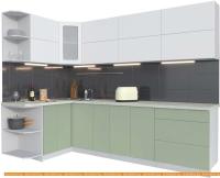 Кухня Интерлиния Мила Матте 1.5x2.7 А левая (белый-мята-опал светлый) картинка