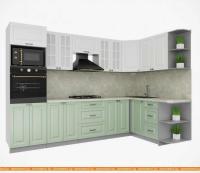 Кухня Интерлиния Мила Деко 1.68x3.0 правая (белый-мята-опал светлый) картинка