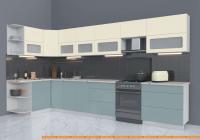 Кухня Интерлиния Мила Матте 1.5x3.9 Б левая (слоновая кость/океан/опал светлый) картинка