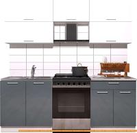 Кухня Интерлиния Мила Gloss 60-21 (белый/асфальт глянец) картинка