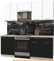 Кухня Интерлиния Мила Пластик 2.0 А (черный глянец/белый глянец/опал светлый) картинка