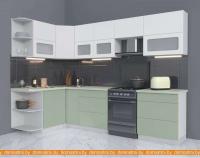 Кухня Интерлиния Мила Матте 1.5x2.9 Б правая (белый-мята-опал светлый) картинка