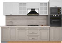 Кухня Интерлиния Мила Деко 3.0 (белый-луна-травертин серый) картинка