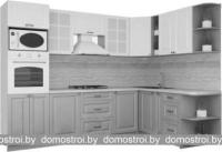 Кухня Интерлиния Мила Деко 1.88x2.8 правая (слоновая кость-пепел-травертин серый) картинка