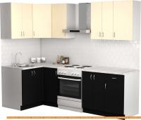 Кухня S-Company Клео лайт 1.2x1.9 левая (черный/песочный) картинка