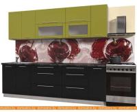 Кухня Интерлиния Мила Пластик 2.6 В (черный гл.-оливковый гл.-кастилло темн) картинка