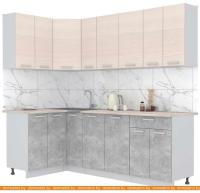 Кухня Интерлиния Мила Лайт 1.2x2.3 (вудлайн кремовый-бетон-бискайская сосна) картинка