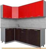 Кухня Интерлиния Мила Лайт 1.2x2.2 (красный/дуб венге) картинка