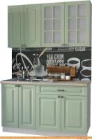 Кухня Интерлиния Мила Деко 1.4 А (мята/травертин серый) картинка
