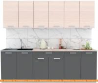 Кухня Интерлиния Мила Лайт 2.4 (вудлайн кремовый-антрацит-бискайская сосна) картинка