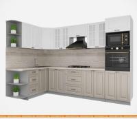 Кухня Интерлиния Мила Деко 1.68x3.0 левая (белый-луна-травертин серый) картинка