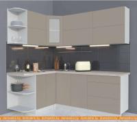 Кухня Интерлиния Мила Матте 1.5x2.1 А левая (луна/луна/травертин серый) картинка