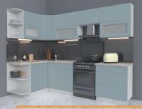 Кухня Интерлиния Мила Матте 1.5x2.7 Б левая (океан/океан/травертин серый) картинка