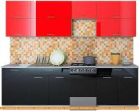 Кухня Интерлиния Мила Gloss 50-26 (красный/черный) картинка