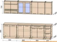 Кухня Интерлиния Мила Пластик 2.8 Б (слива глянец/ваниль глянец/травертин) картинка
