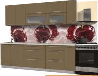 Кухня Интерлиния Мила Пластик 2.5 В (капучино глянец/опал светлый) картинка