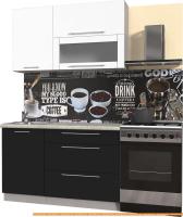 Кухня Интерлиния Мила Пластик 2.1 В (черный глянец/белый глянец/опал светлый) картинка