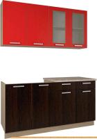 Кухня Интерлиния Мила 16 (красный/дуб венге) картинка