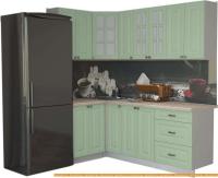 Кухня Интерлиния Мила Деко 1.2x2.1 (мята/травертин серый) картинка