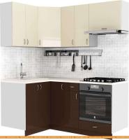 Кухня S-Company Клео глосc 1.2x1.8 левая (коричневый глянец/ваниль глянец) картинка