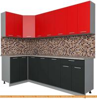 Кухня Интерлиния Мила Лайт 1.2x2.4 (красный-антрацит-кастилло темный) картинка