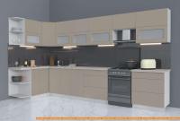 Кухня Интерлиния Мила Матте 1.5x3.8 Б левая (луна/луна/травертин серый) картинка