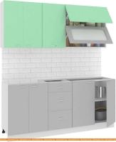 Кухня Кортекс-мебель Корнелия Мара 1.8м без столешницы (салатовый/серый) картинка
