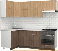 Кухня S-Company Клео крафт 1.2x2.3 левая (гикори темный/гикори натуральный) картинка