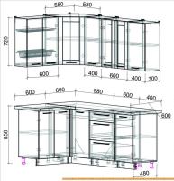 Кухня Интерлиния Мила Пластик 1.2x2.0 (мрамор/белый глянец/кастилло темный) картинка