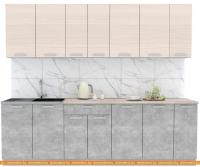 Кухня Интерлиния Мила Лайт 2.5 (вудлайн кремовый-бетон-бискайская сосна) картинка