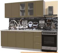 Кухня Интерлиния Мила Пластик 2.0 Б (капучино глянец/опал светлый) картинка