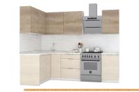 Кухня Интермебель Микс Топ-22 2x1.42м левая (дуб каньон-вудлайн кремовый-венато) картинка