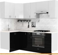 Кухня S-Company Клео глосc 1.2x2.2 левая (черный глянец/белый глянец) картинка