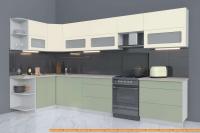 Кухня Интерлиния Мила Матте 1.5x3.6 Б левая (слоновая кость/мята/травертин сер.) картинка