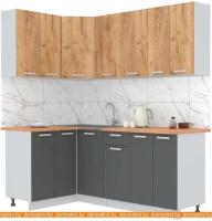 Кухня Интерлиния Мила Лайт 1.2x2.0 (дуб золотой-антрацит-дуб бунратти) картинка
