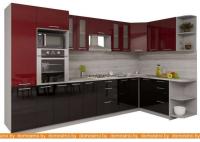 Кухня Интерлиния Мила Gloss 1.68x3.4 правая (бордовый-черный) картинка