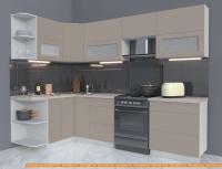 Кухня Интерлиния Мила Матте 1.5x2.7 Б левая (луна/луна/травертин серый) картинка