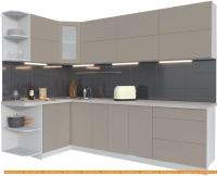 Кухня Интерлиния Мила Матте 1.5x2.7 А левая (луна-луна-травертин серый) картинка