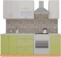 Кухня ВерсоМебель ВерсоЛайн 4-1.6 (белый 001/лайм 003) картинка