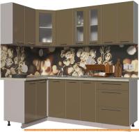 Кухня Интерлиния Мила Пластик 1.2x2.2 (капучино глянец/опал светлый) картинка