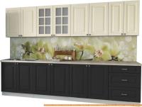 Кухня Интерлиния Мила Деко 3.0 А (пепел/слоновая кость/травертин серый) картинка